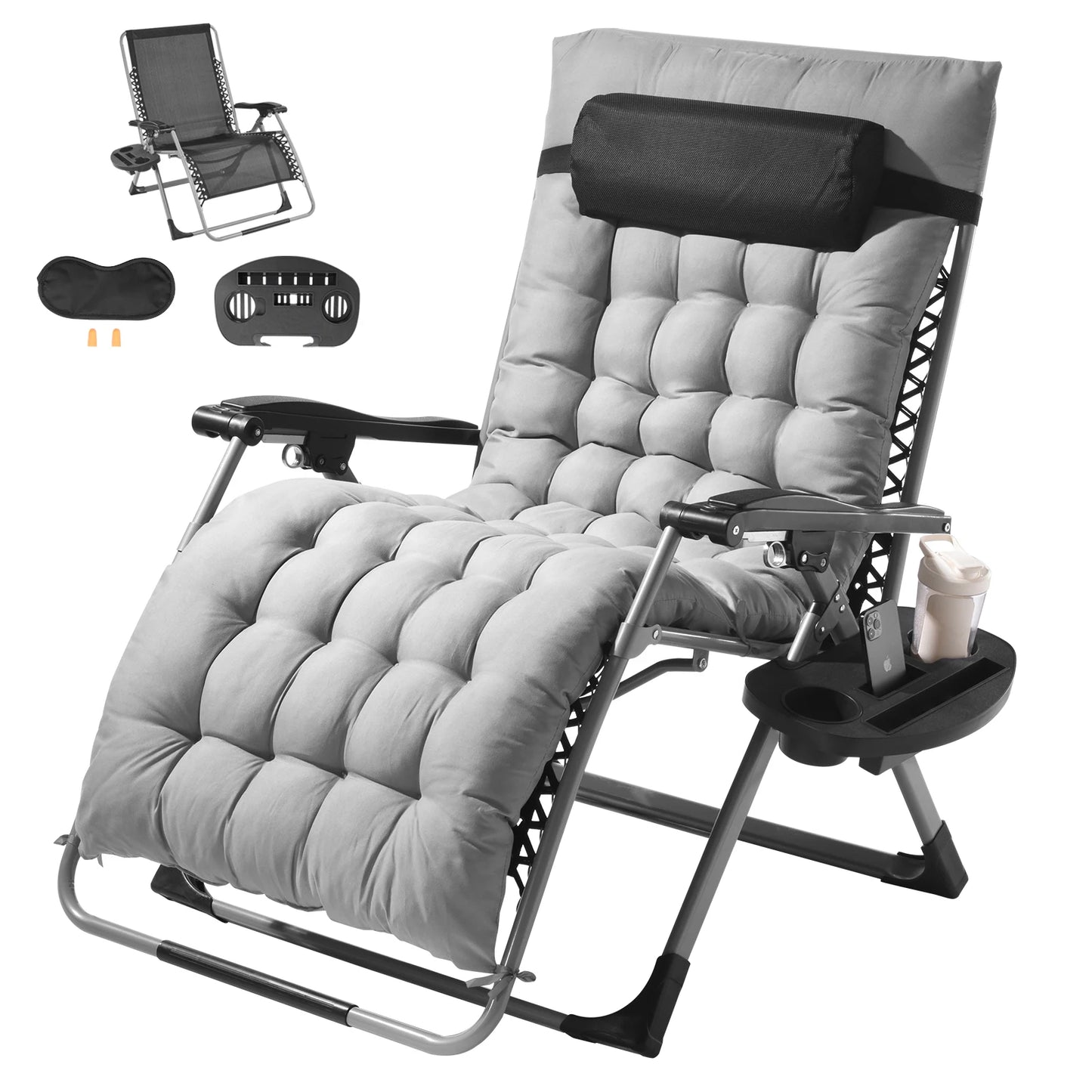SucceBuy Zero Gravity Chair Lounge Recliner With Cupholder And Footrest