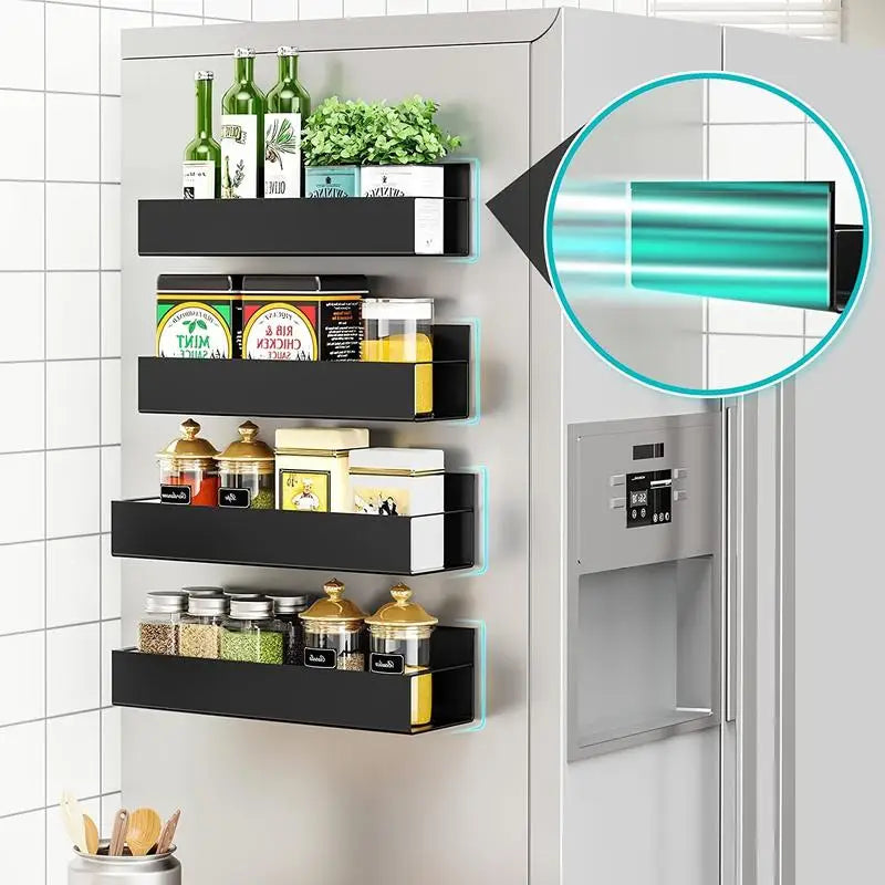 Magnetic Refrigerator Spice Rack Organizer Stainless Steel 4 Pack