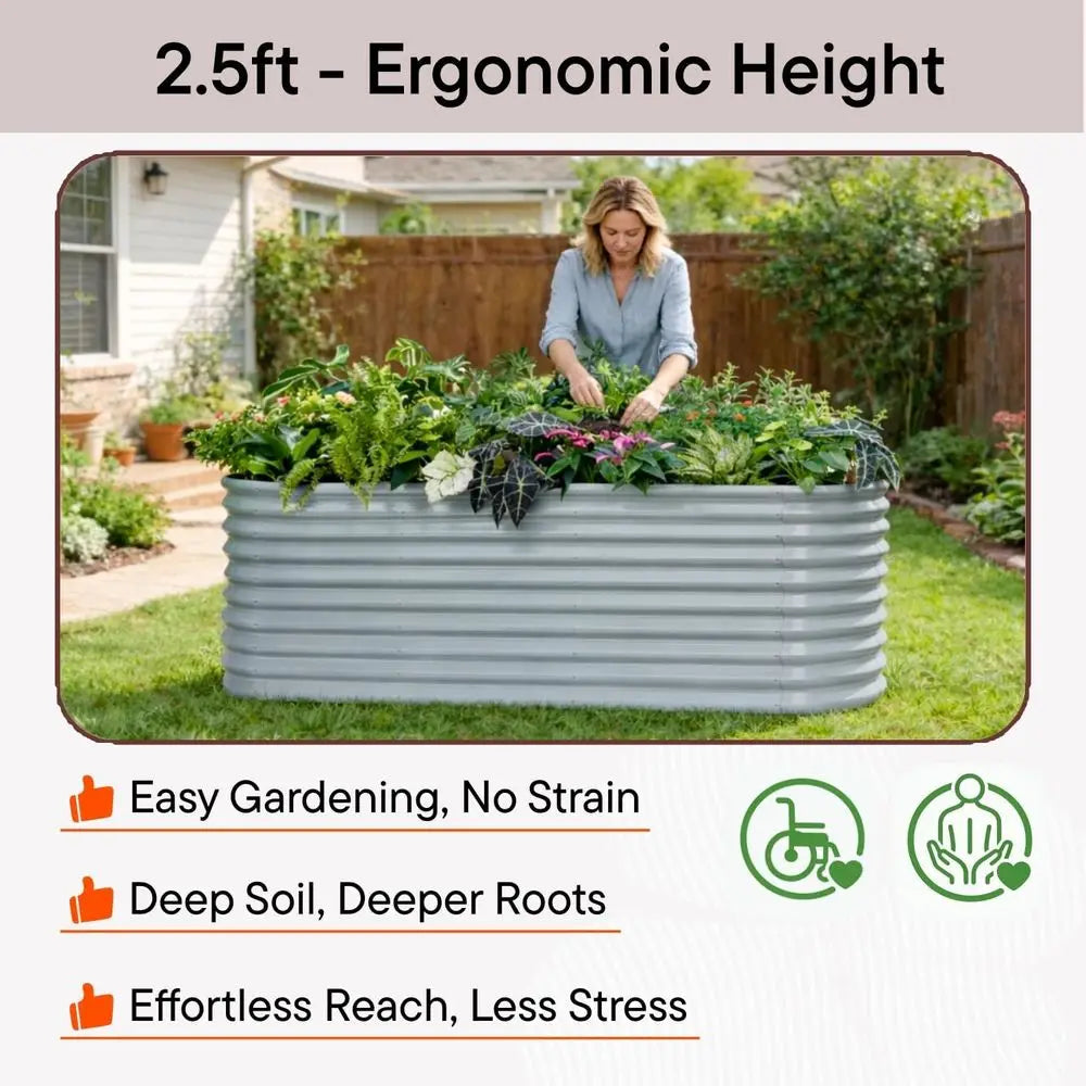 Galvanized Raised Garden Beds For Outdoor Plants And Veggies