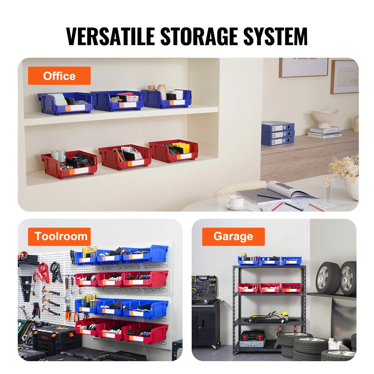SucceBuy Stackable Wall Mounted Garage Storage Organizer Bins