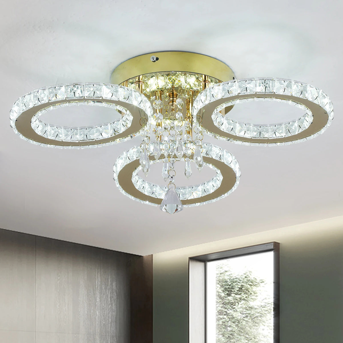 VETRULUS Modern Crystal LED Ceiling Chandelier for Elegant Home Lighting