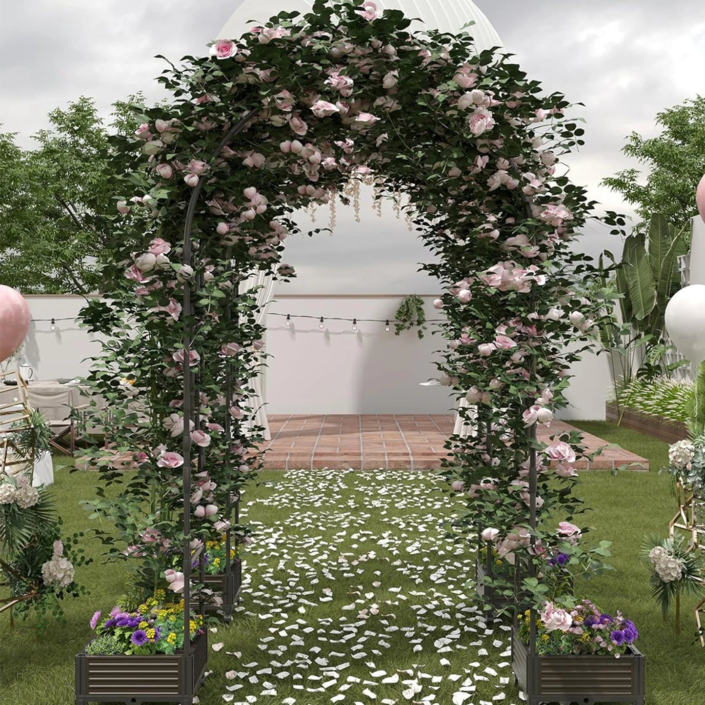Raised Garden Bed With Trellis Arch Planter Steel Cedar Combo