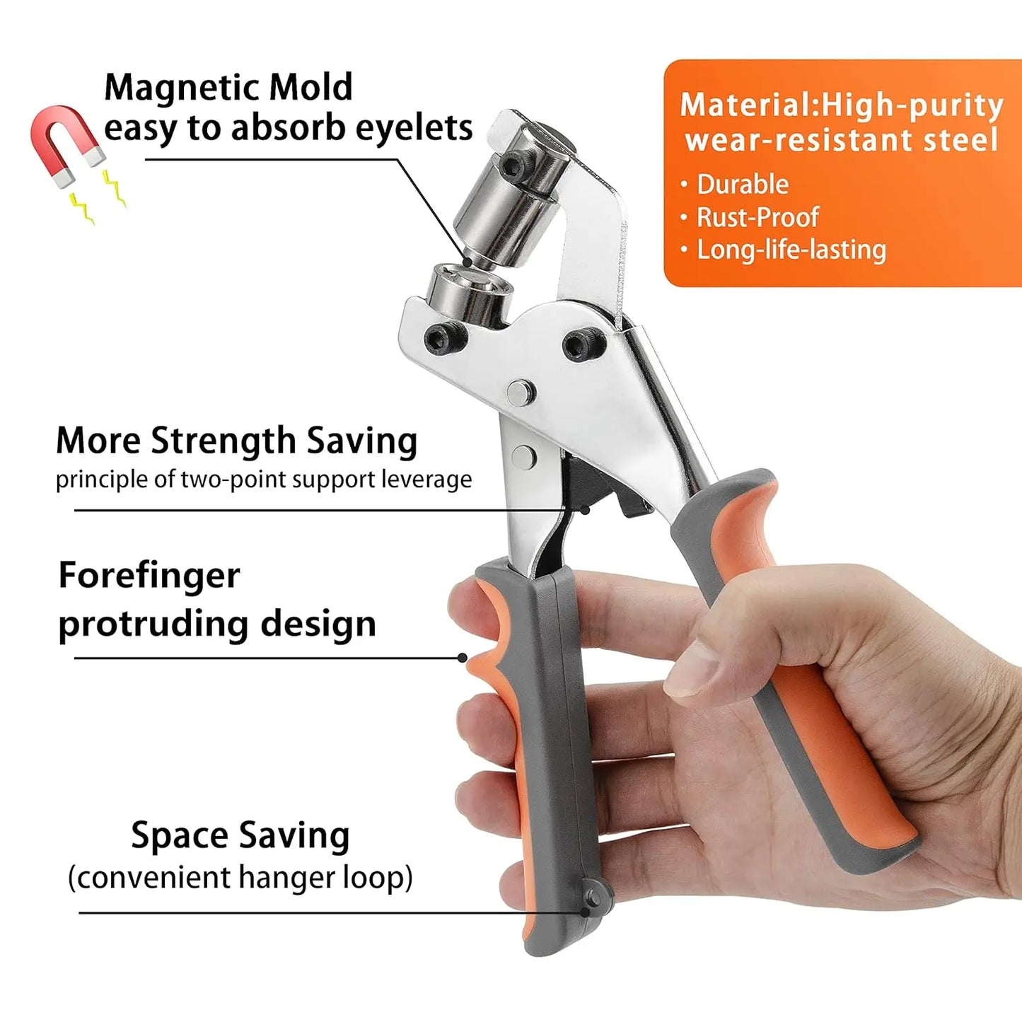 Grommet Pliers Kit Handheld Eyelet Punch Tool for Leather