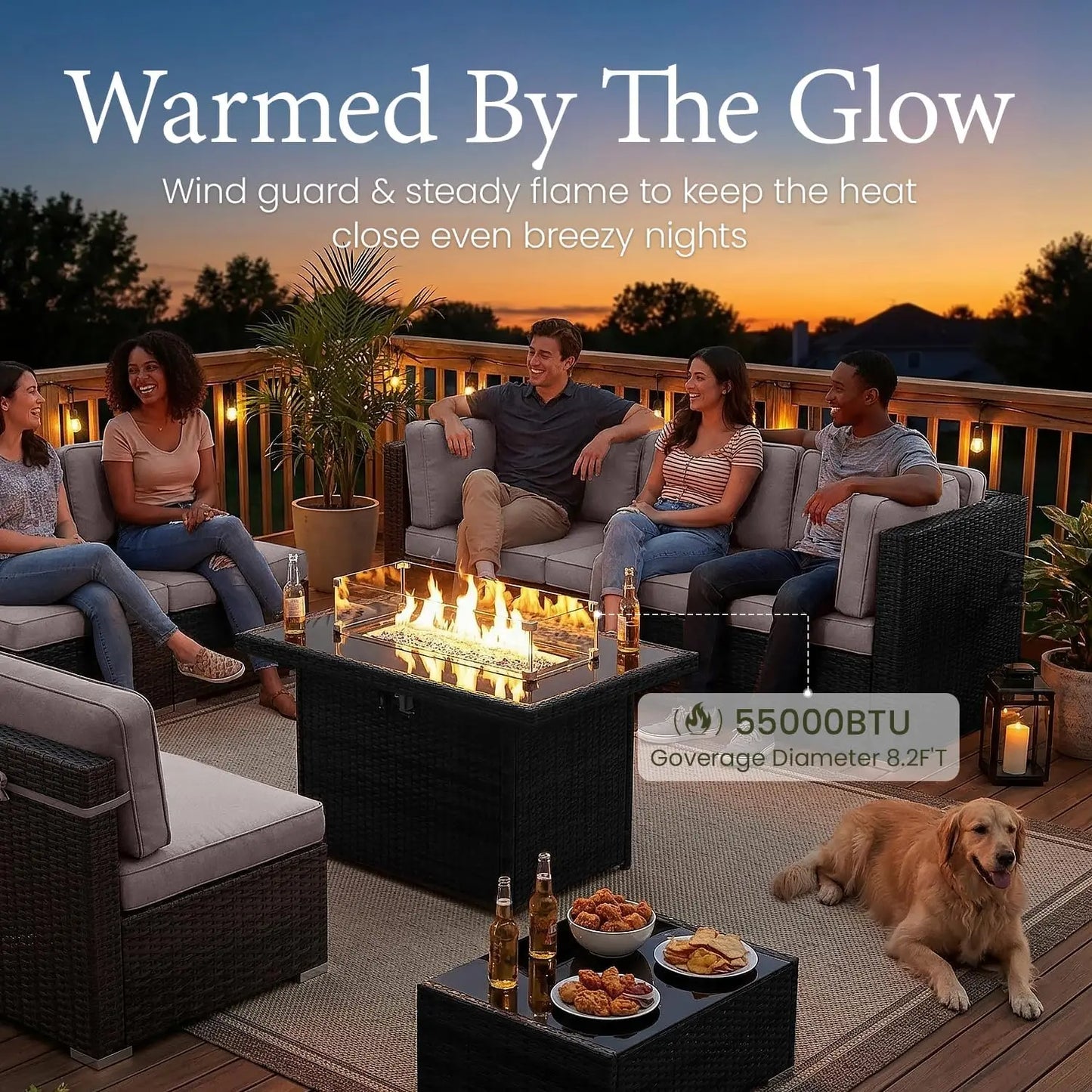 Outdoor Patio Furniture Set With Fire Pit And Coffee Table