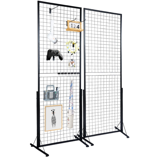 SucceBuy Grid Wall Panels Tower Wire Gridwall Display Racks With Hooks