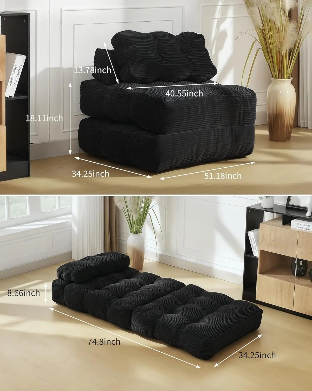 HiMISSCN 3 In 1 Folding Sofa Bed With Back Support