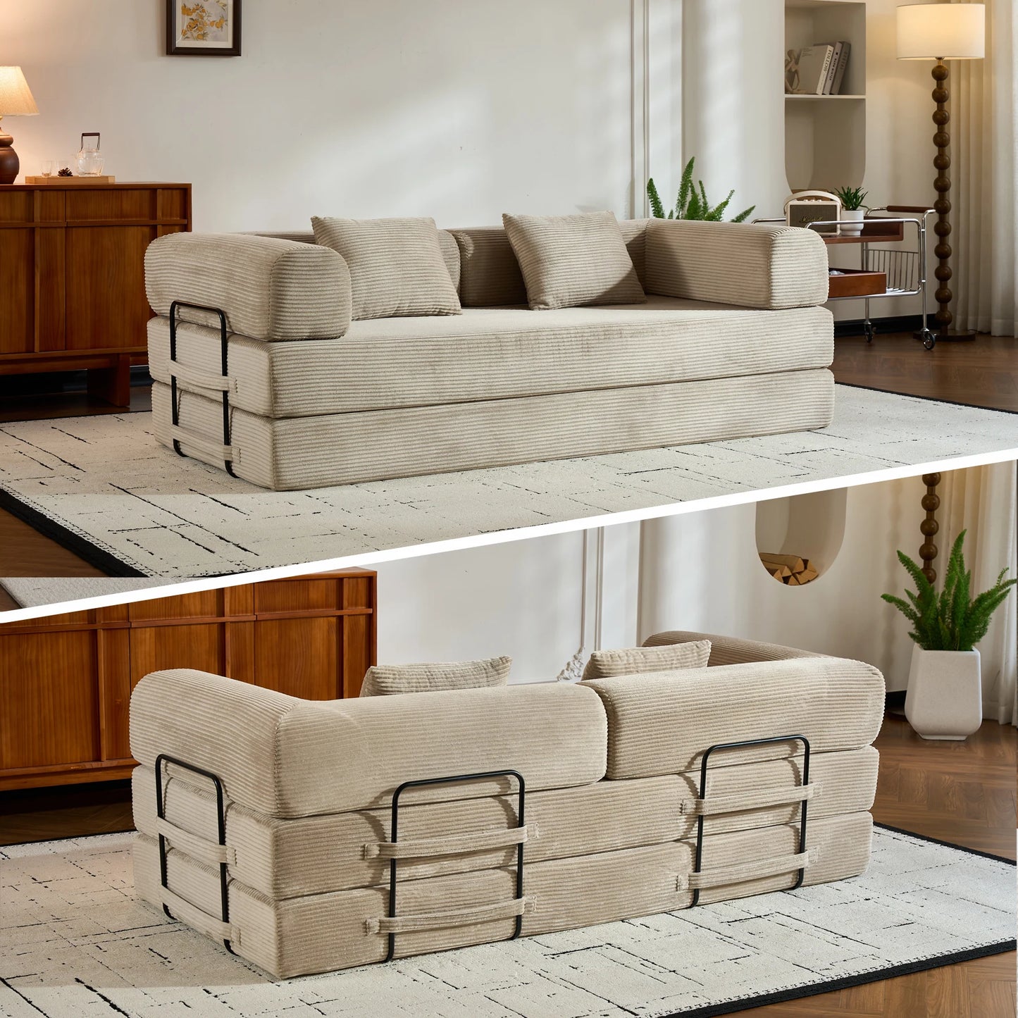 THOLASIS Folding Convertible Sofa Bed Futon for Small Spaces