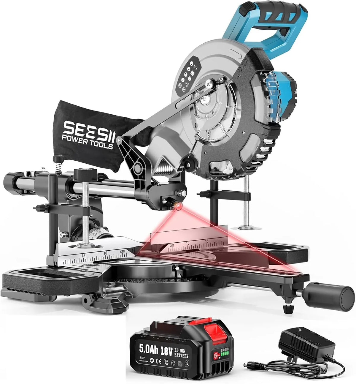 Seesii Cordless Sliding Compound Miter Saw With Laser Guide