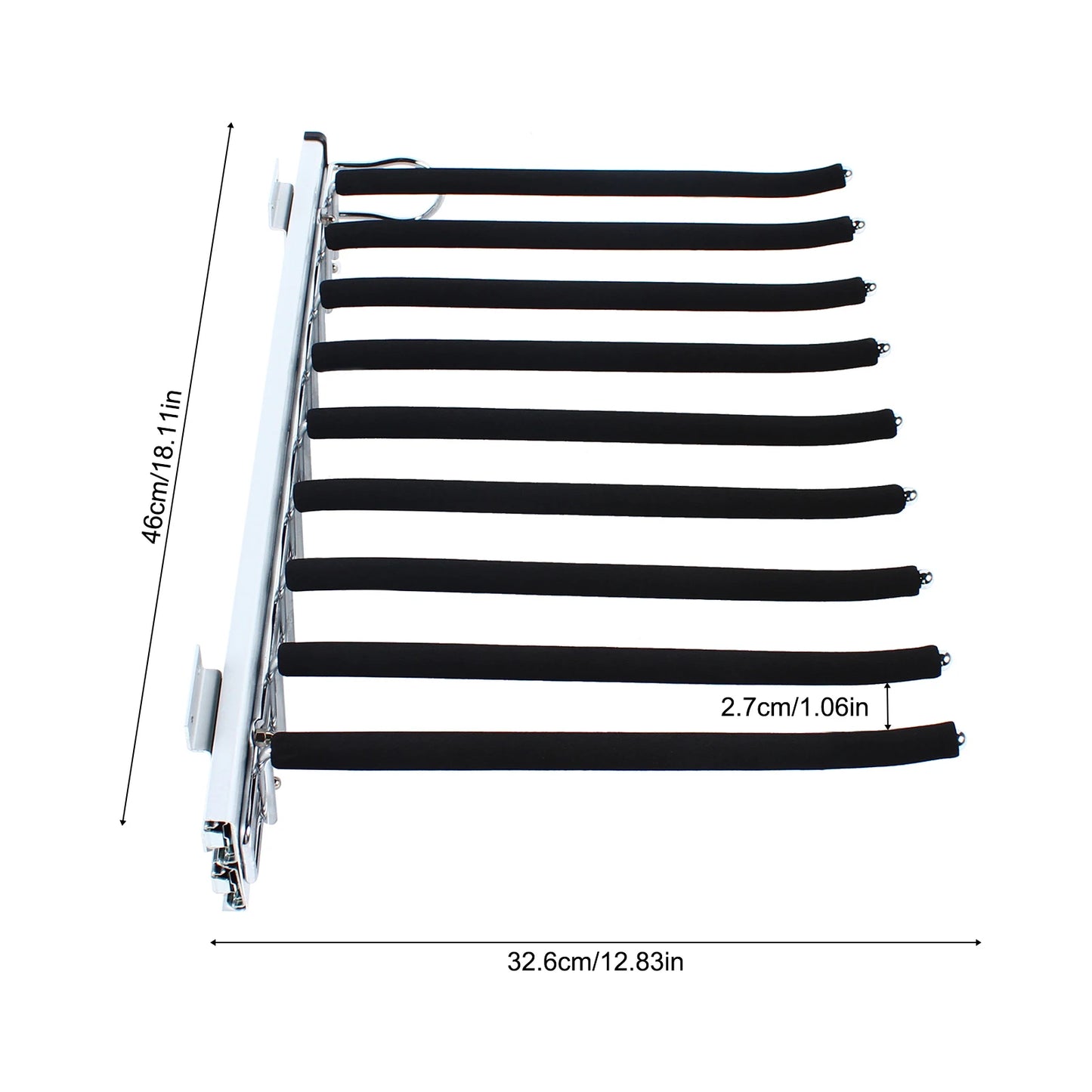 9 Arm Pull Out Pants Rack Wardrobe Organizer With Retractable Hangers