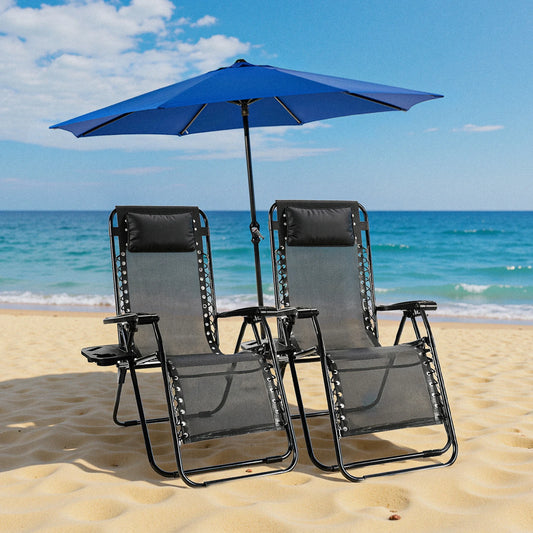 JHK Zero Gravity Portable Recliner Chair With Cup Holder Trays And Pillow