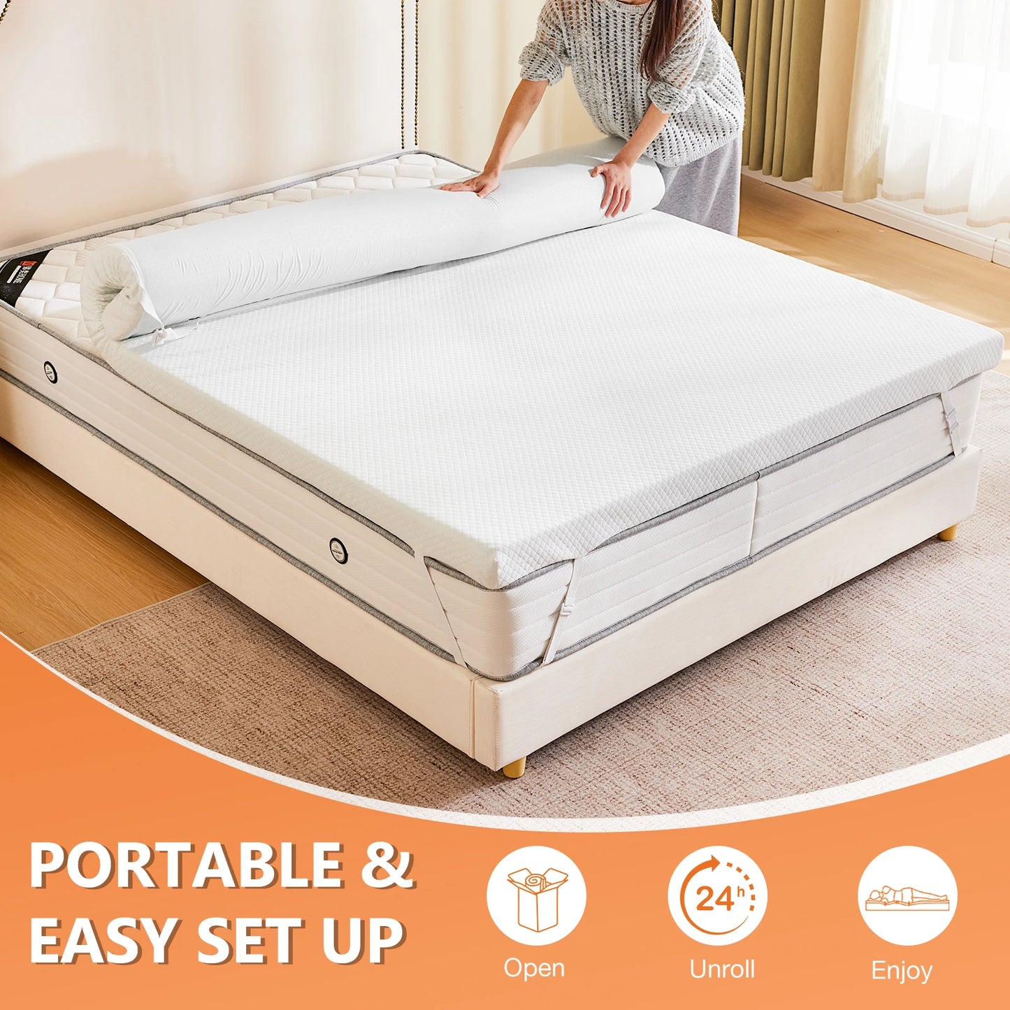 MCQ Gel Memory Foam Bed Topper With Cloth Cover Cooling