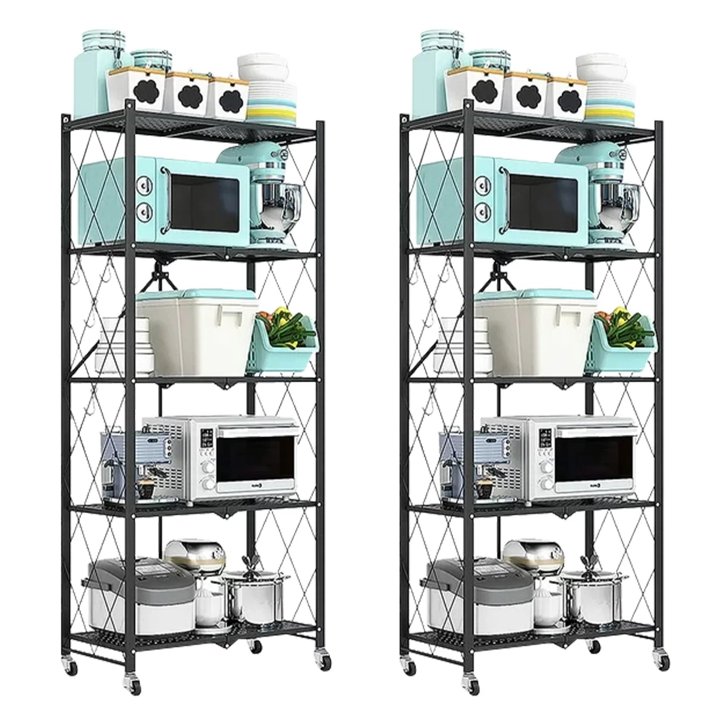 Five Tier Metal Storage Shelving Unit With Wheels Heavy Duty