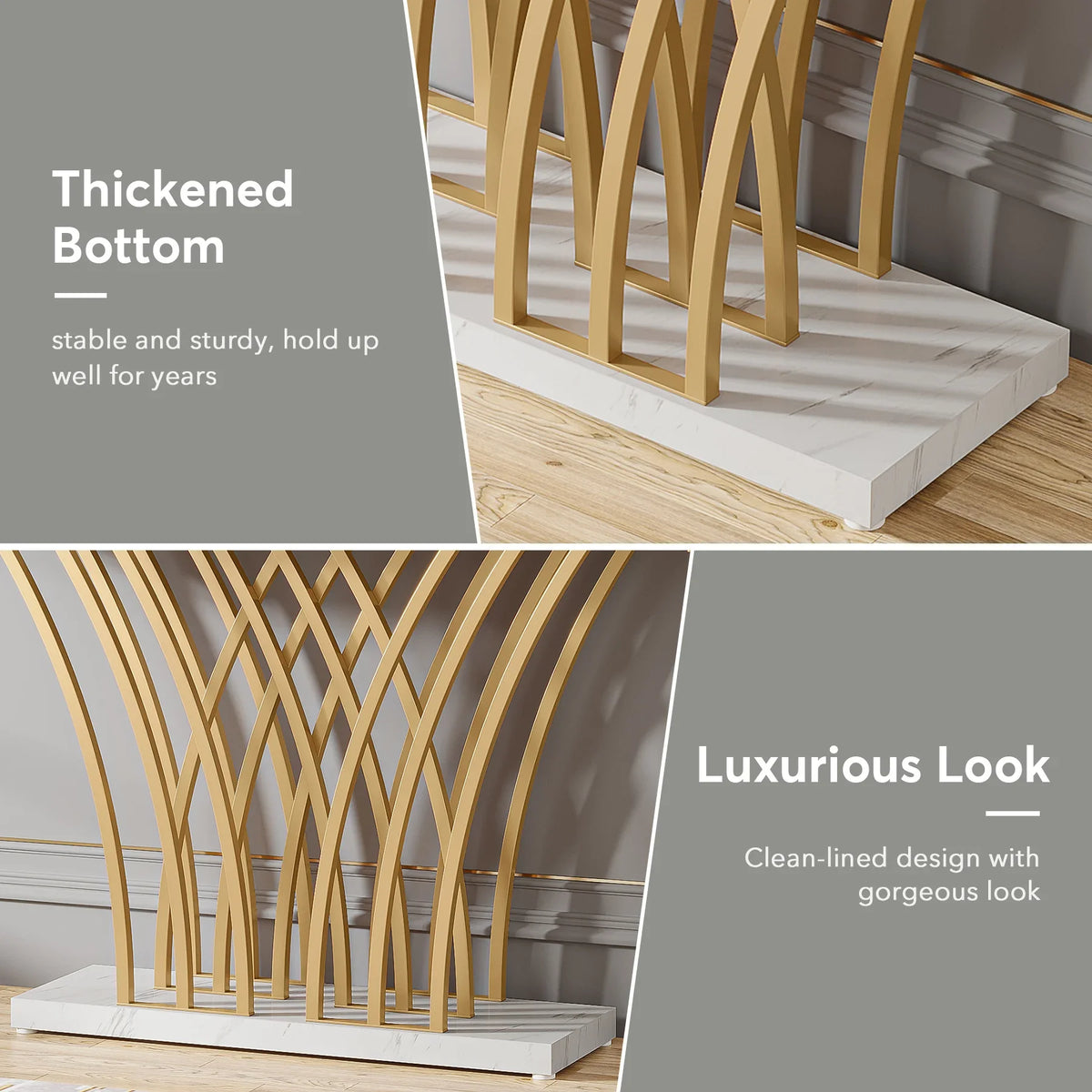 Tribesigns Modern Console Table with Geometric Metal Base for Entryway