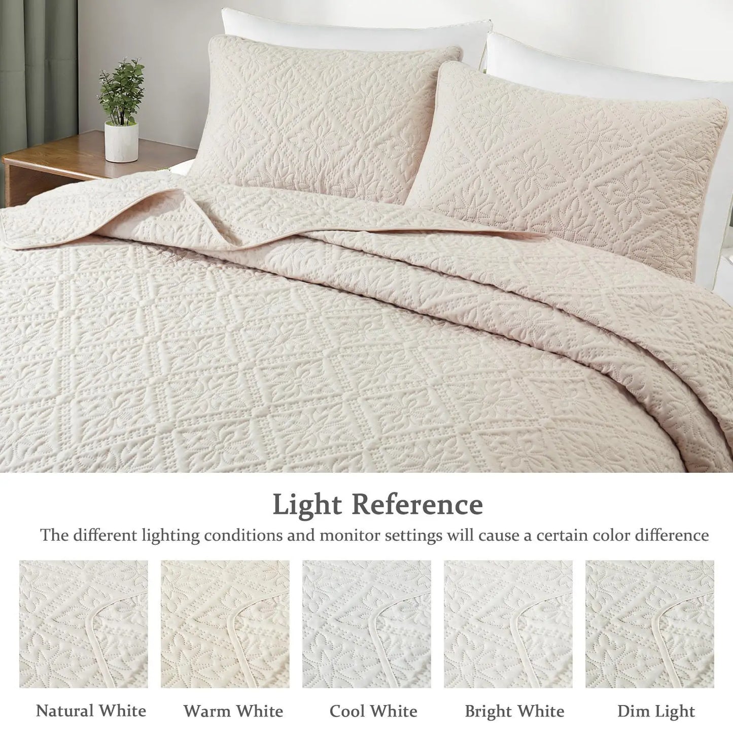 Modern Lightweight Quilt Bedding Set With Pillow Shams Microfiber Polyester