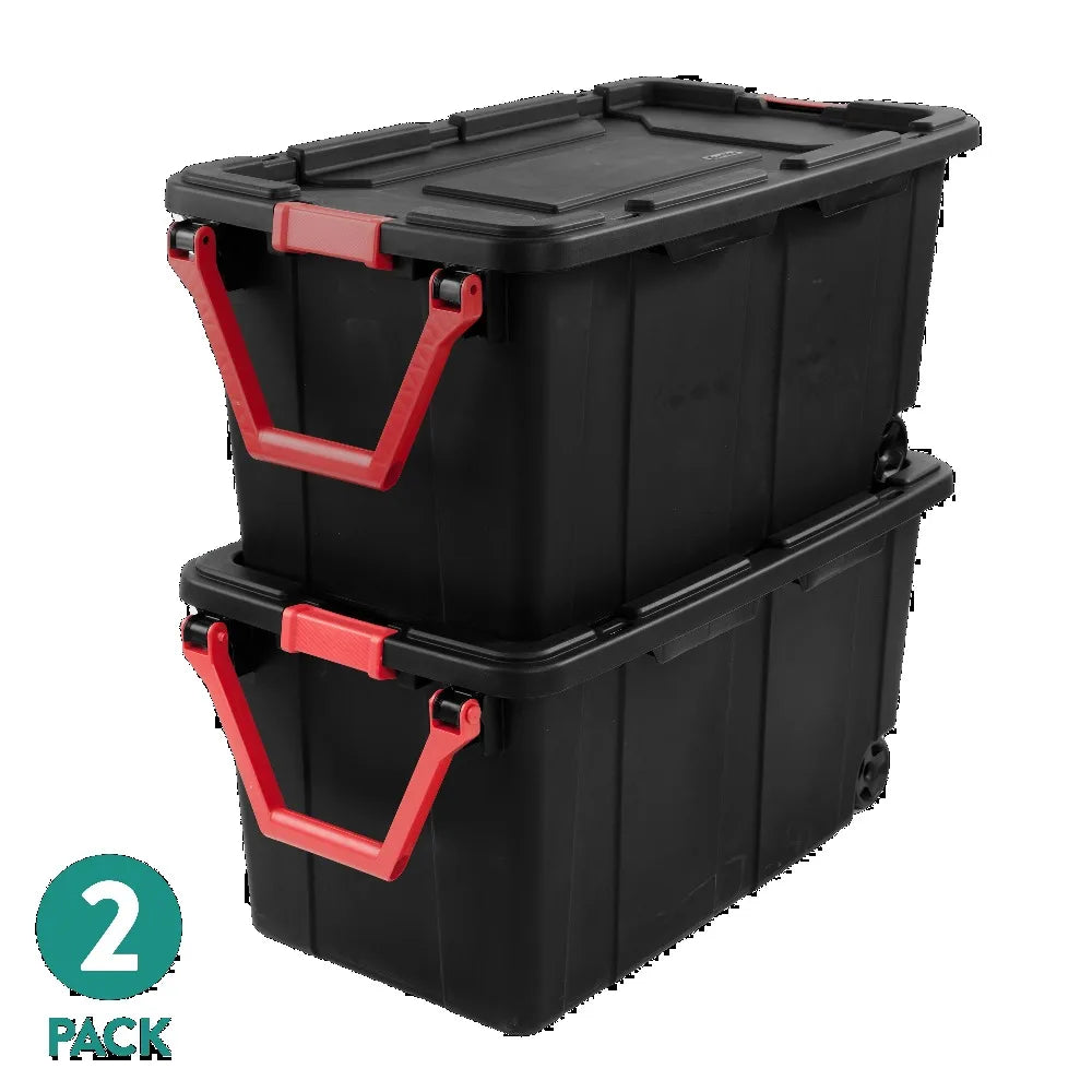 Industrial Wheeled Storage Bin With Handle Durable Plastic Tote