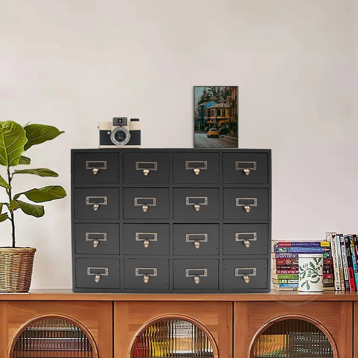 16-Drawer Apothecary Cabinet for Herb Storage and Organization