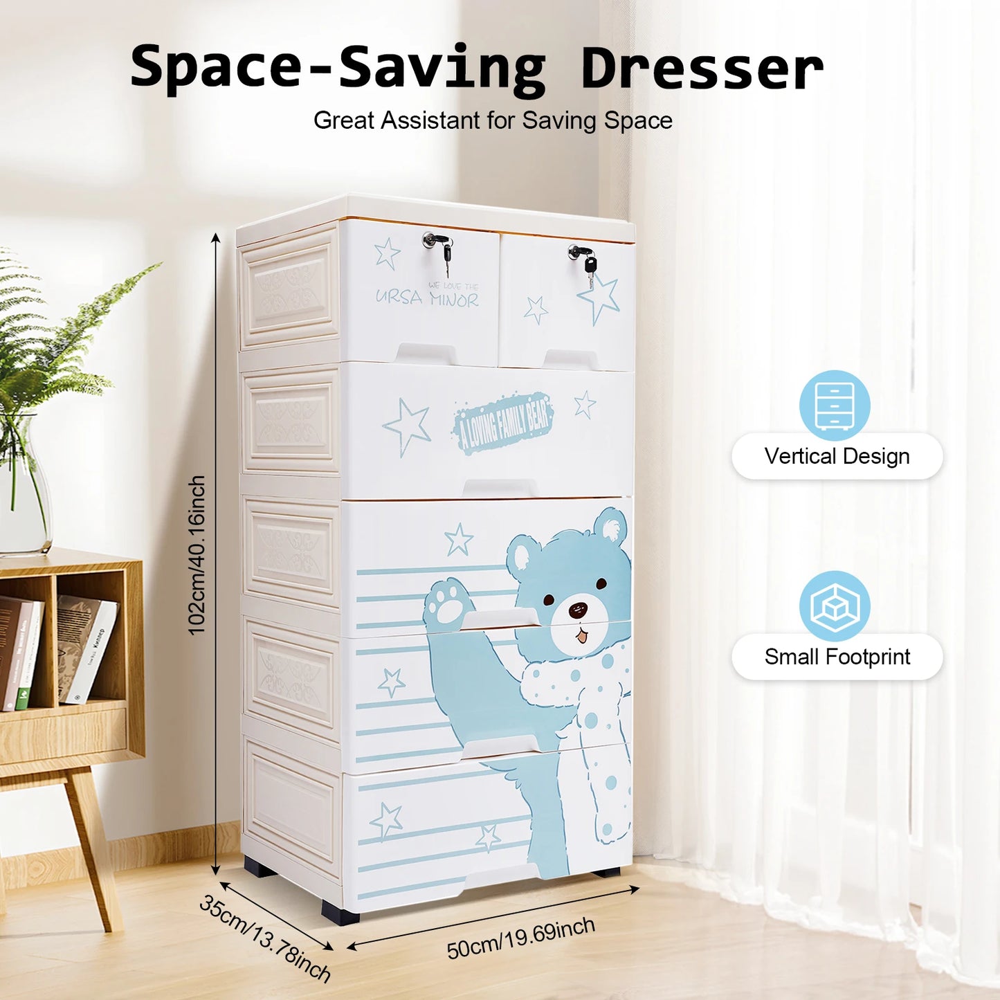Storage Cabinet With 6 Drawers Plastic Dresser Organizer For Clothes
