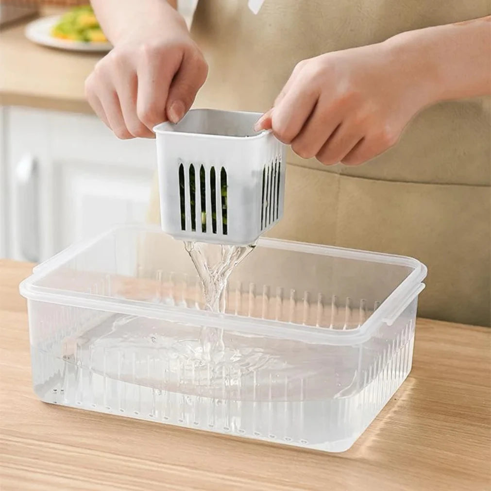 Refrigerator Fresh Keeping Box Drain Basket For Garlic Onion Ginger