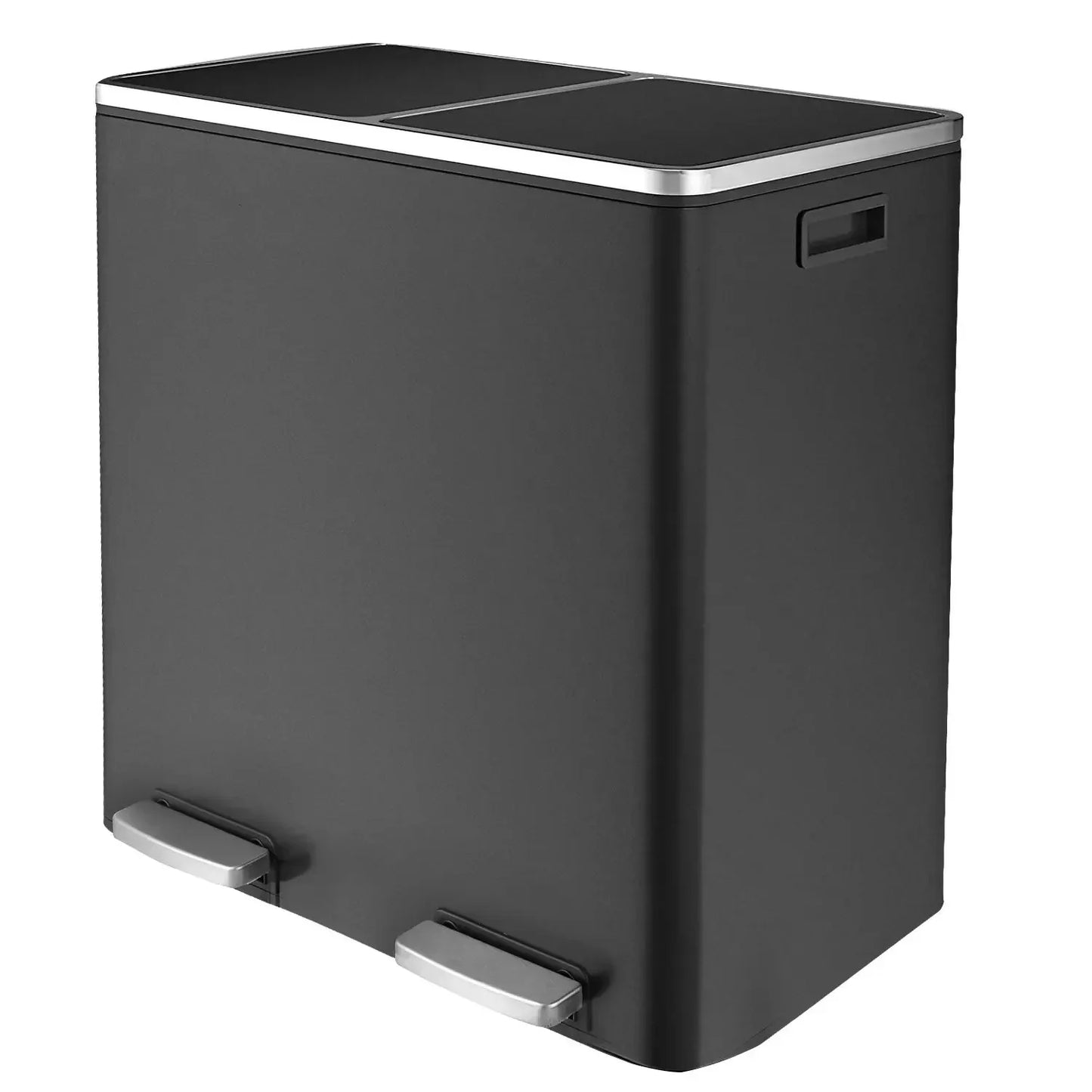 Stainless Steel Dual Recycling Trash Can With Soft-Close Lid