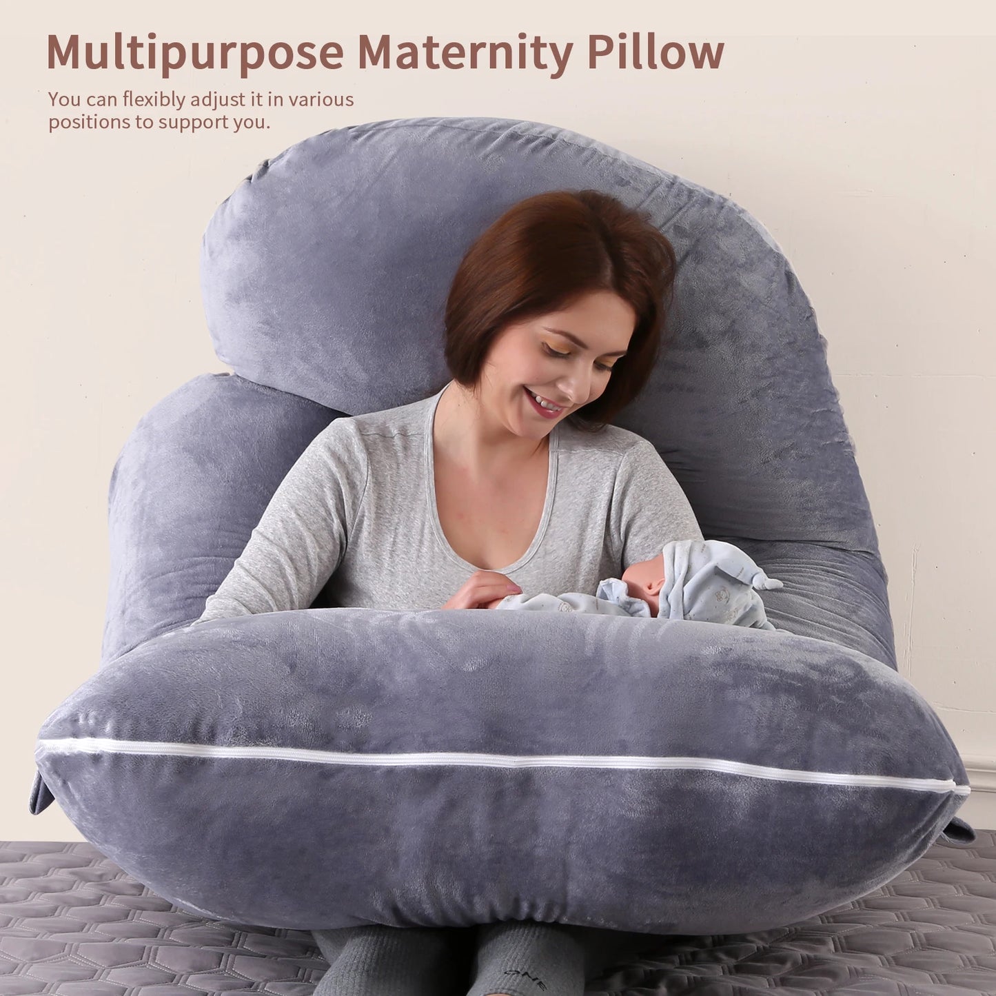 G Shaped Pregnancy Pillow With Removable Cover For Body Support