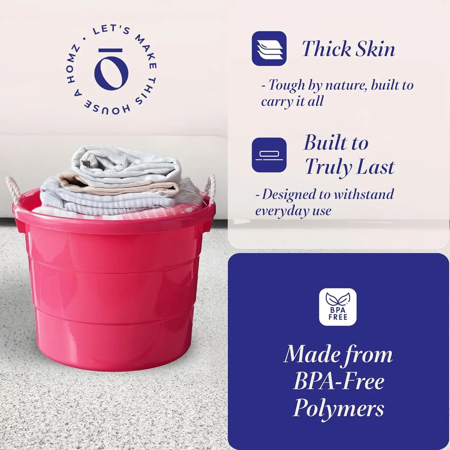 XMSJ Plastic Utility Tub Two Pack With Rope Handles