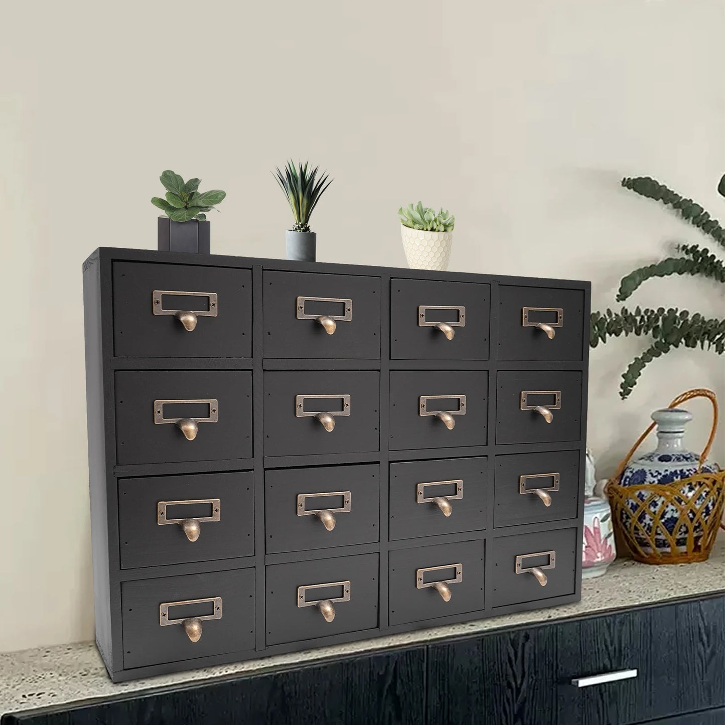 16-Drawer Apothecary Cabinet for Herb Storage and Organization