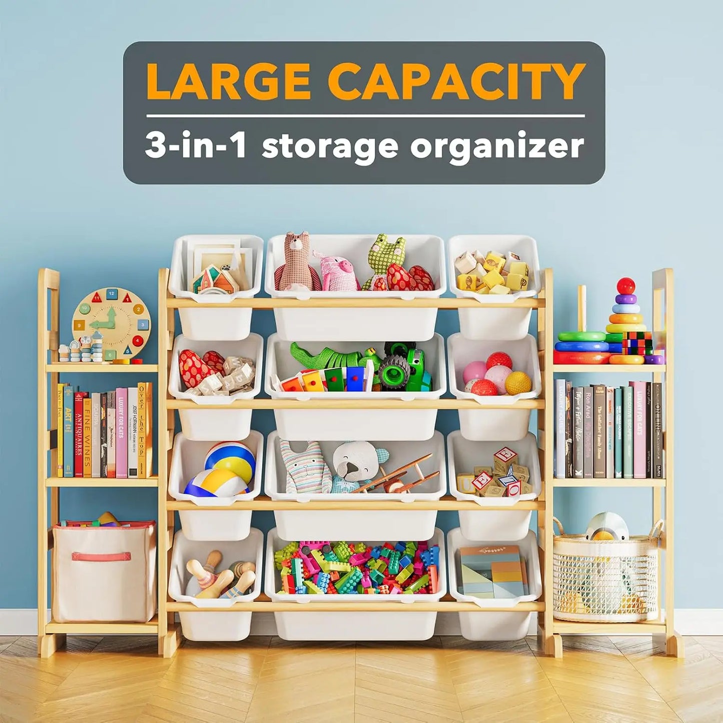 Toy Storage Organizer With 6 Shelves And 12 Bins Playroom