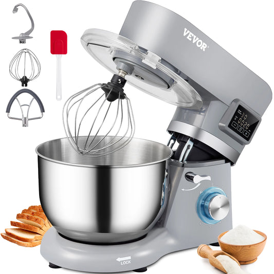 VEVOR Stand Mixer Electric Dough With 6 Speeds LCD Stainless Bowl