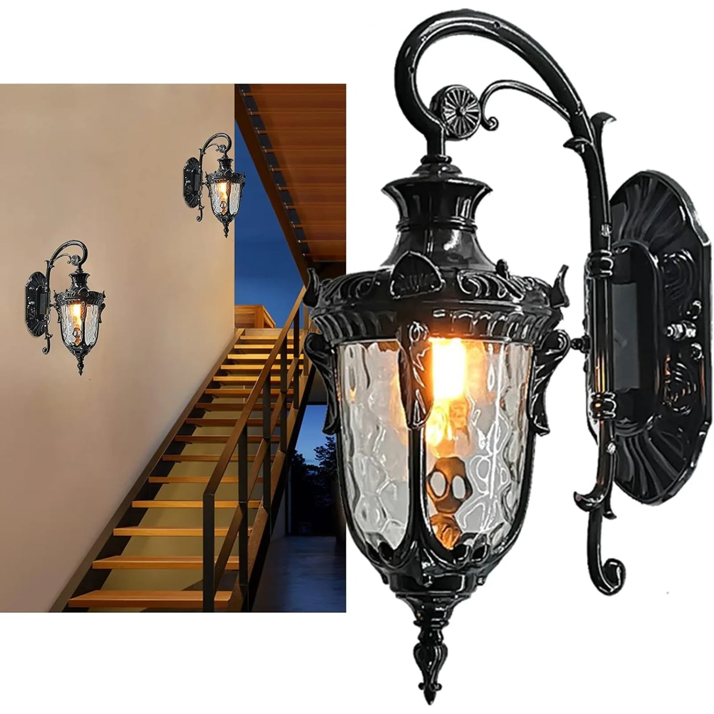 Bymaocar Waterproof Sconce Porch Lamp Outdoor Wall Mount Glass Shade