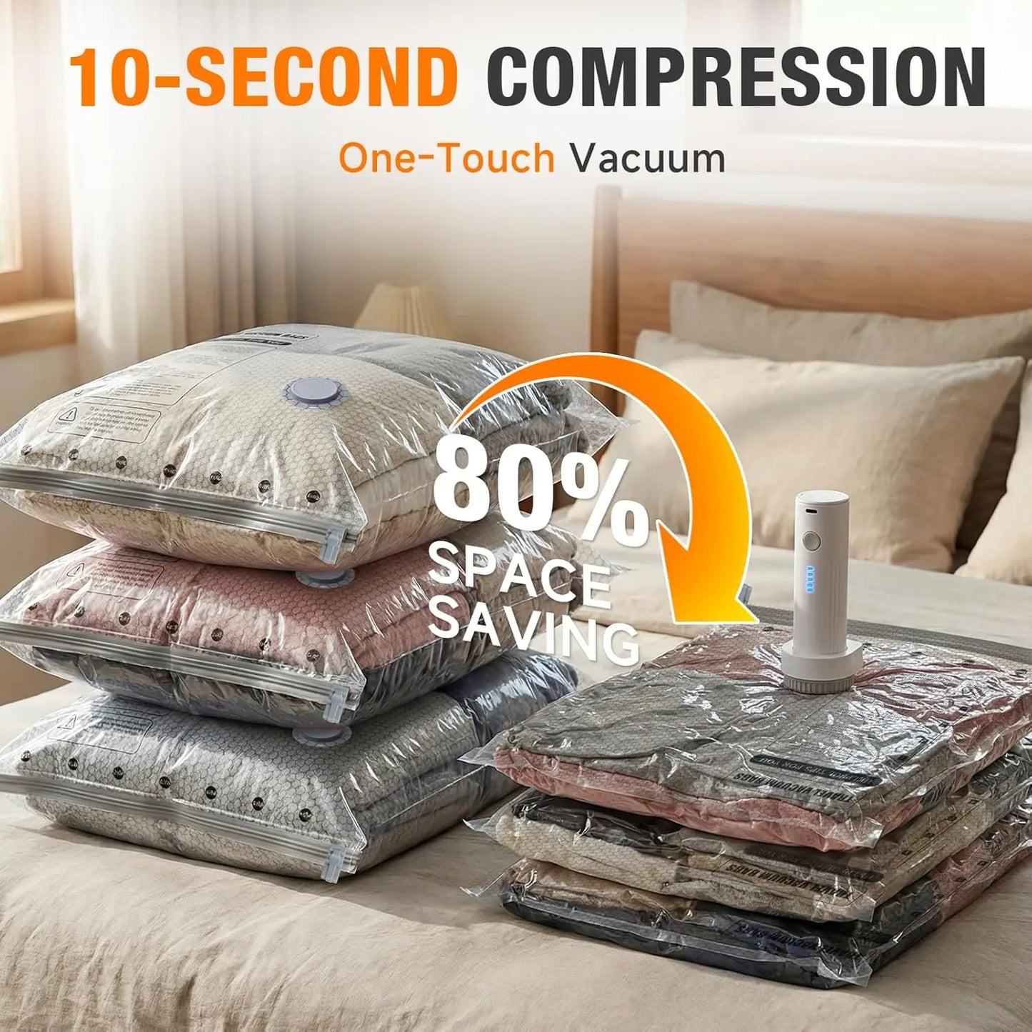 Rechargeable Air Pump Vacuum Storage Bags For Travel And Home