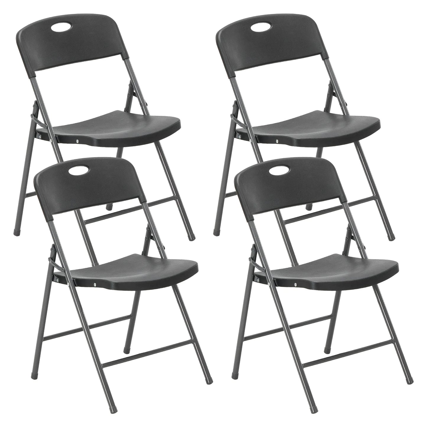 JHK Stackable Folding Chairs Plastic Ergonomic Back Heavy Duty Home
