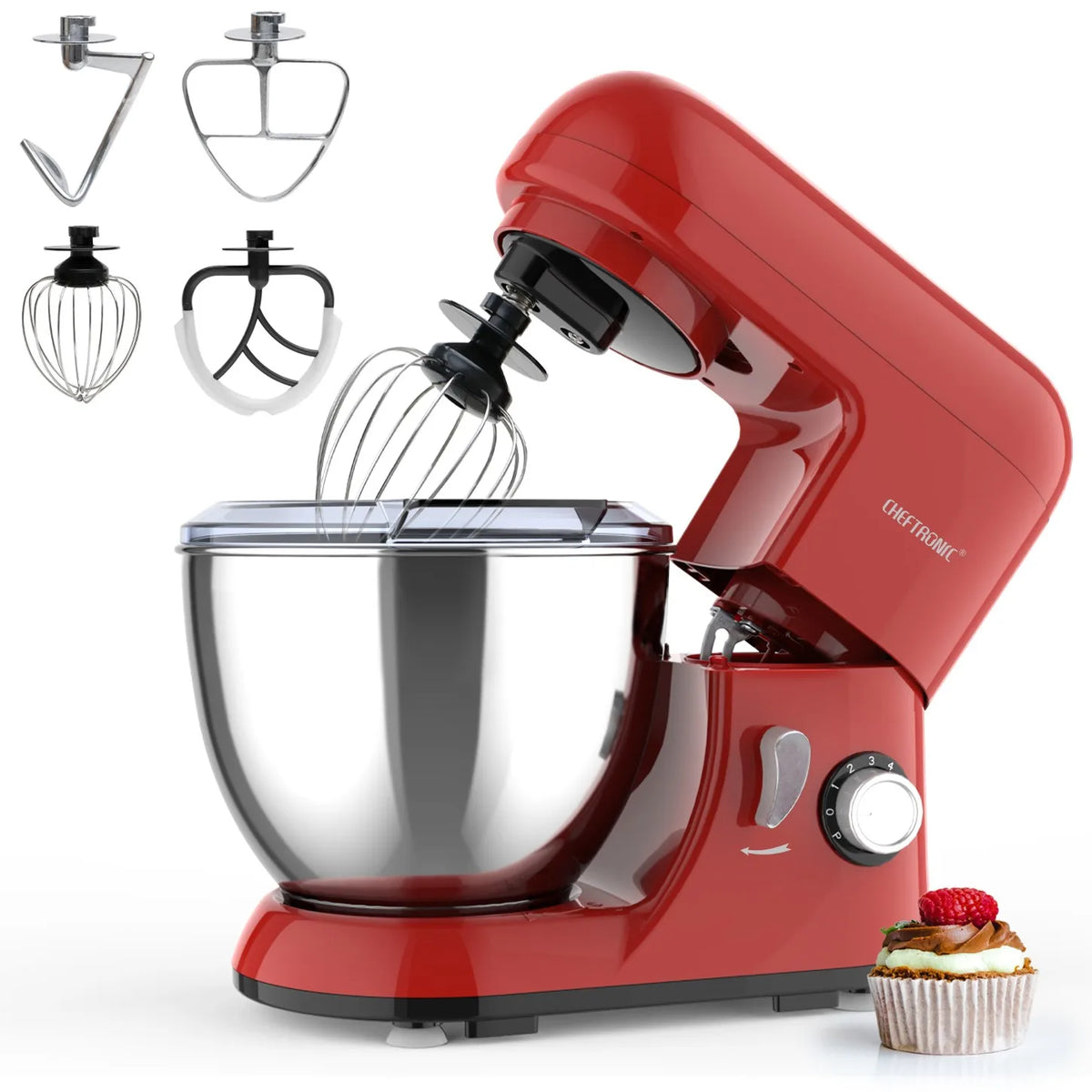 Tilt Head Electric Stand Mixer with 500W Motor and Baking Accessories