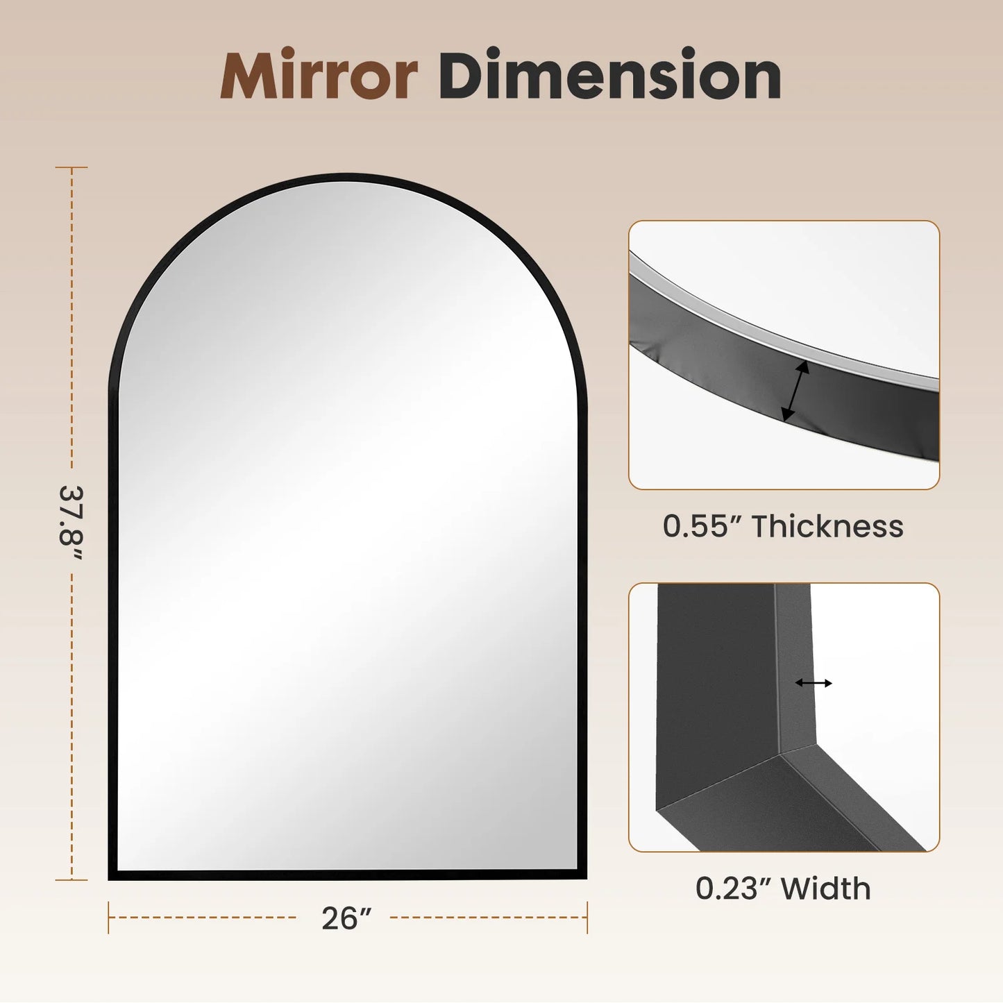 JHK Arched Framed Bathroom Mirror Wall Decor In Modern Home