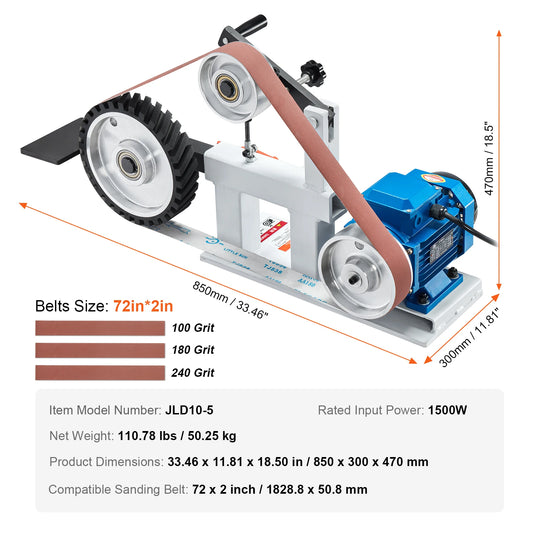 SucceBuy Belt Grinder Sander 1500W Variable Speed Polishing Machine