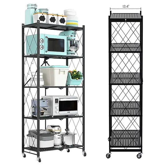 Five Tier Metal Storage Shelving Unit With Wheels Heavy Duty