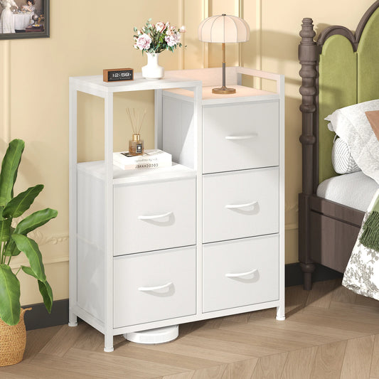 JHK Fabric Drawer Storage Chest With Raised Shelf TV Stand