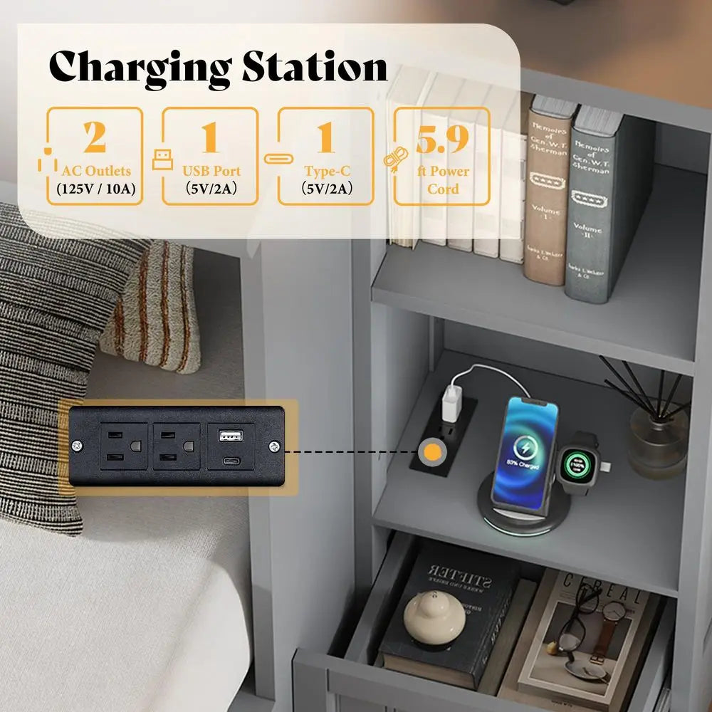 Murphy Bed With Bedside Tables 3 Storage Drawers And Charging Station Farmhouse
