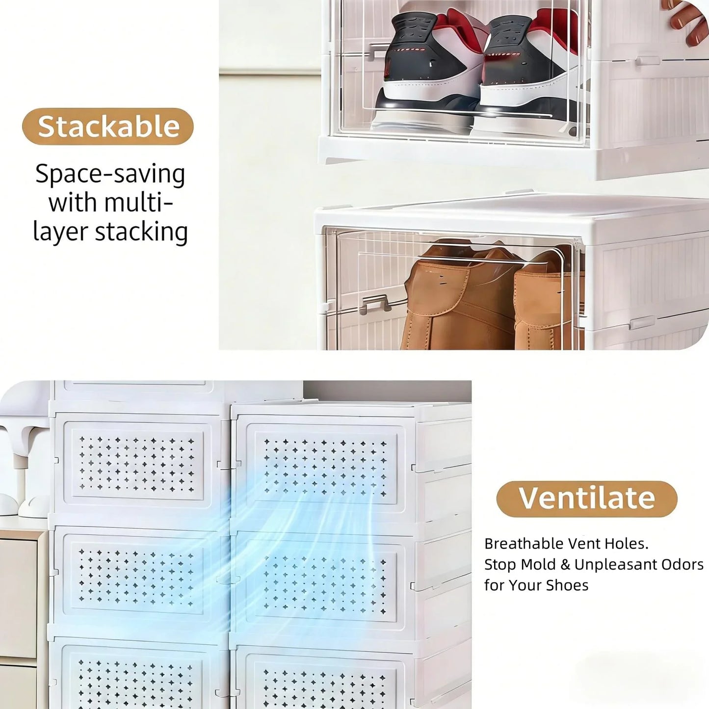 Foldable Shoes Storage Box Organizer 3-6 Layer Plastic Cabinet