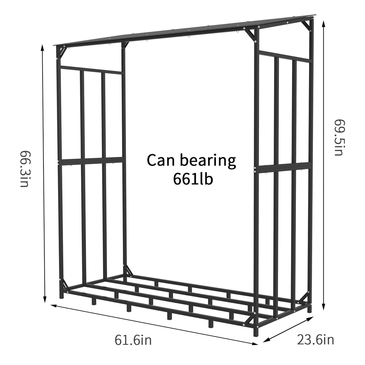 Heavy Duty Metal Firewood Rack with Protective Top Cover
