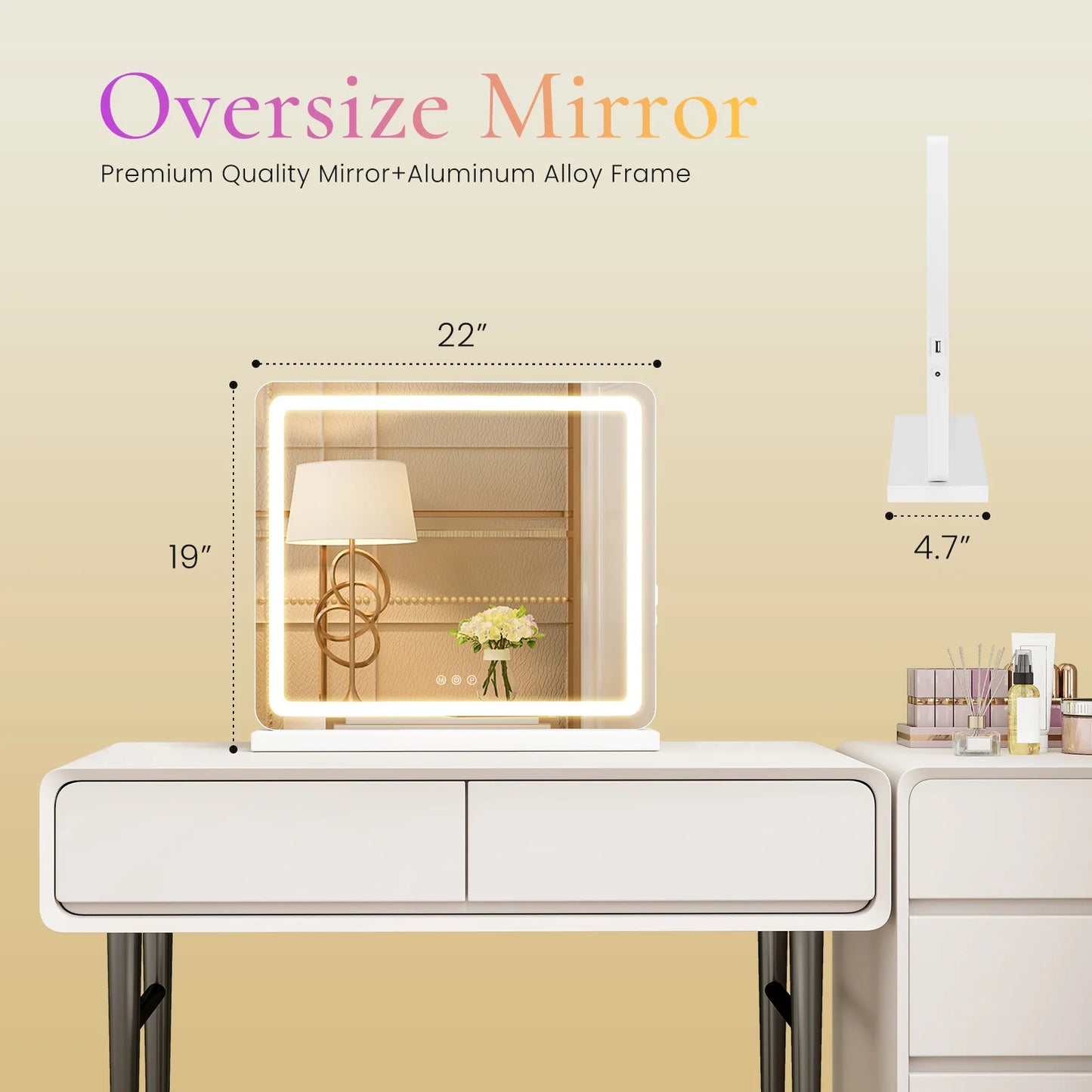 JHK LED Vanity Mirror With Dimmable Lights And Memory