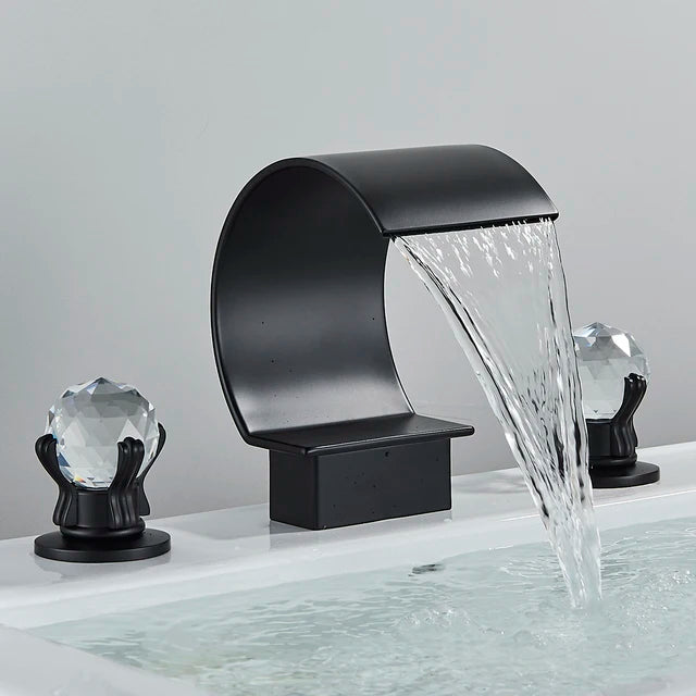 Dfrkjhre Basin Faucet Deck Mounted Waterfall Crystal Handle