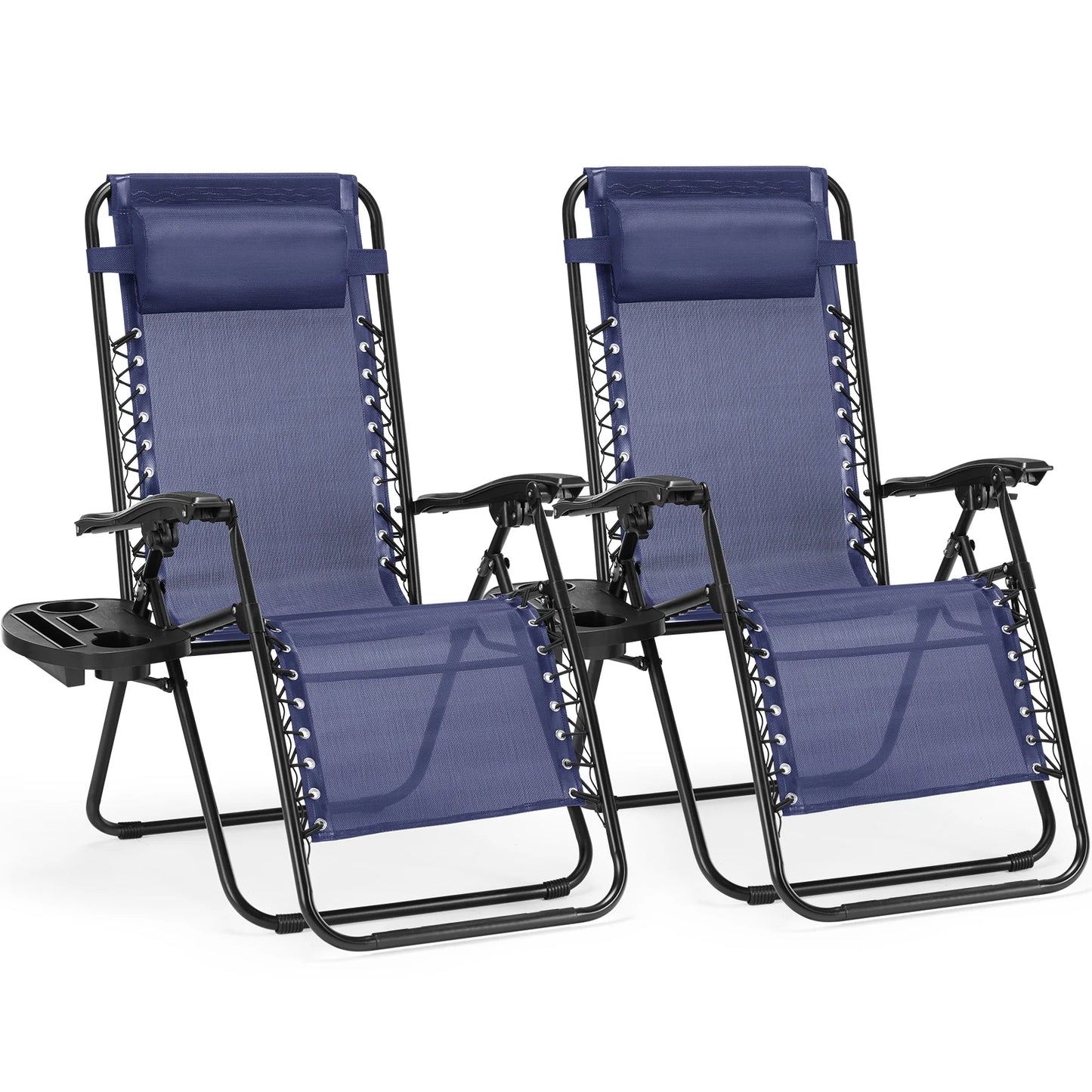 JHK Zero Gravity Portable Recliner Chair With Cup Holder Trays And Pillow