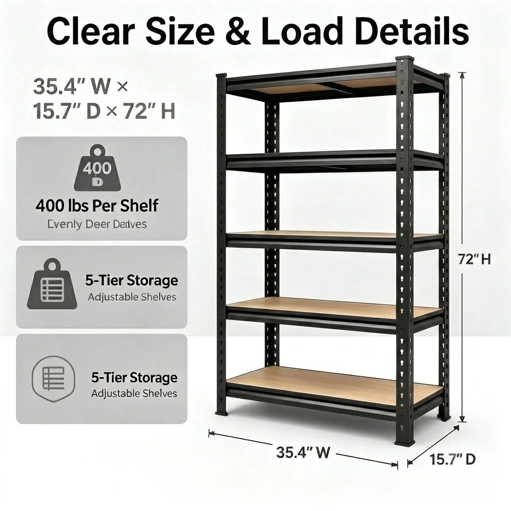 Heavy Duty Metal Adjustable Storage Shelving Rack With MDF Boards