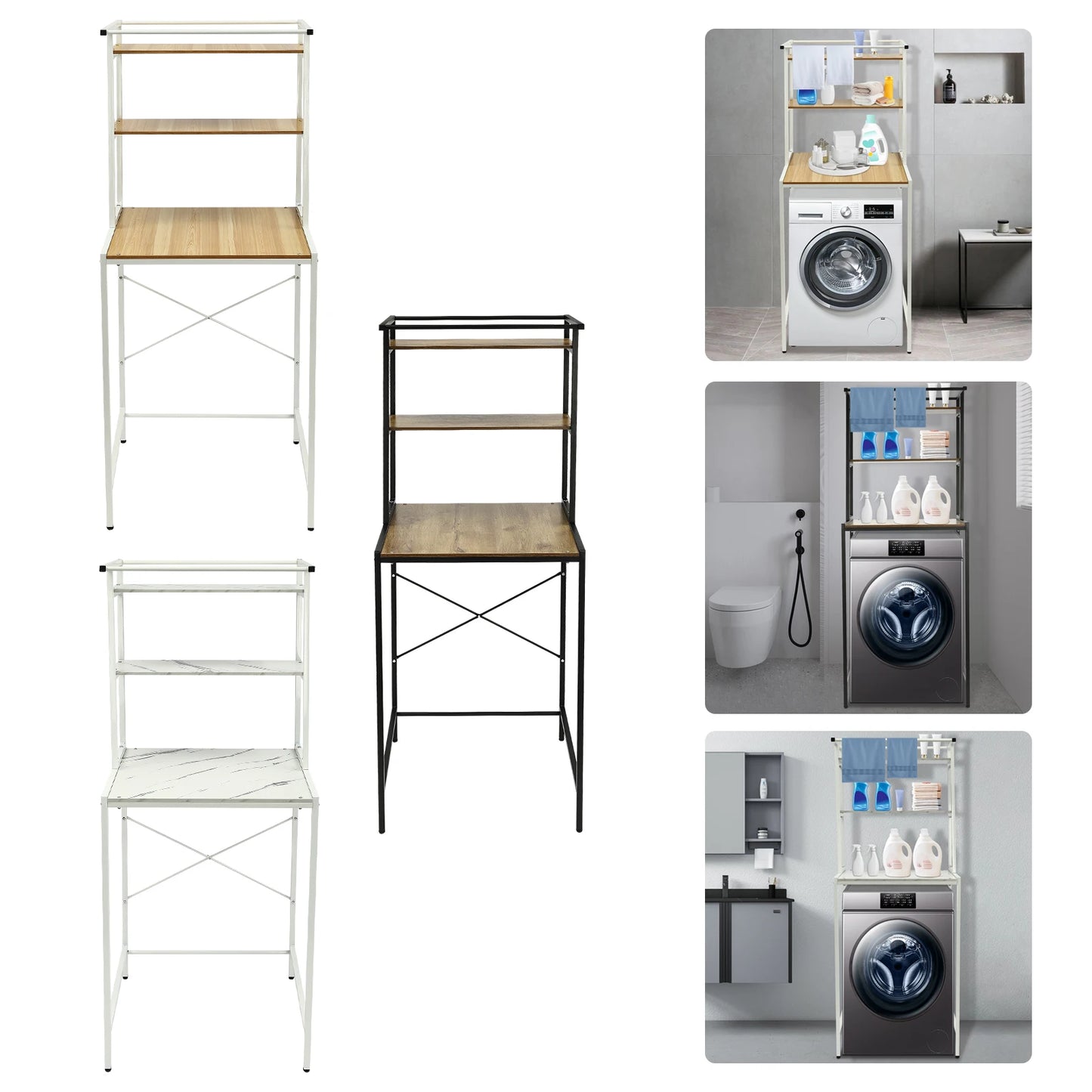 Bymaocar 3 Tier Washing Machine Storage Rack Laundry Organizer