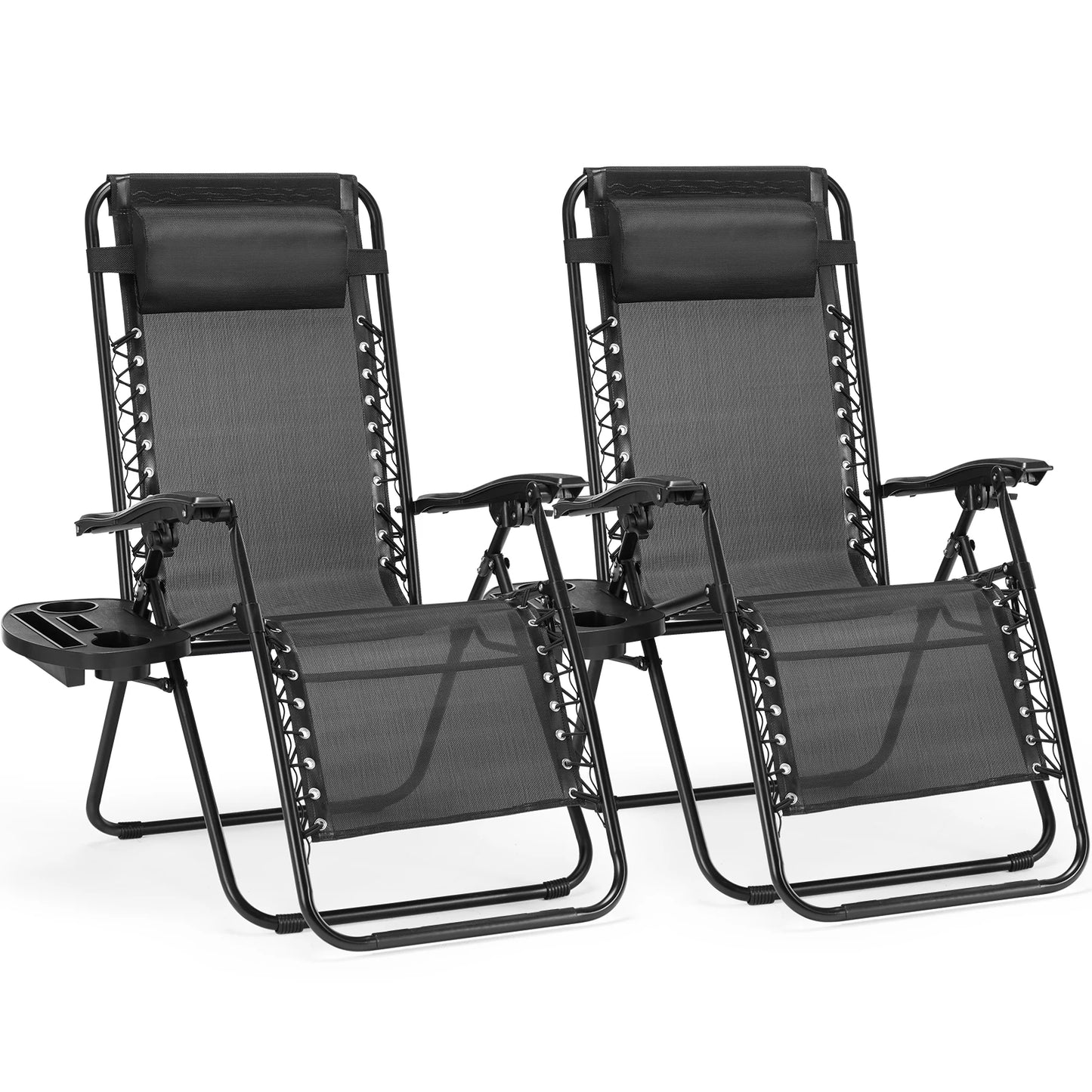 JHK Zero Gravity Portable Recliner Chair With Cup Holder Trays And Pillow