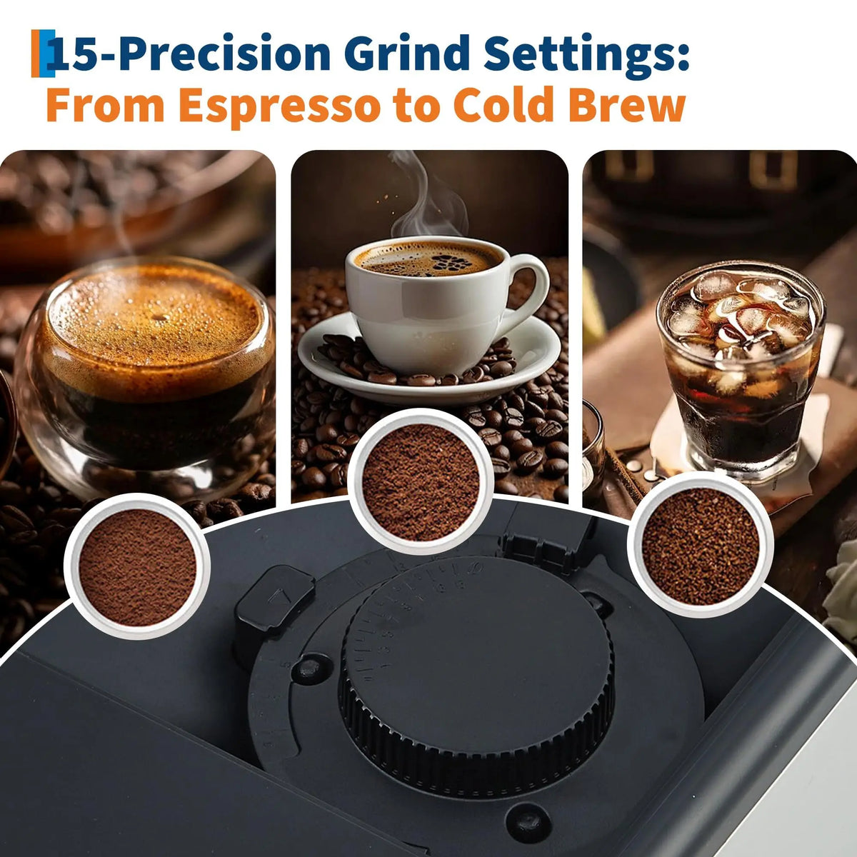Adoolla Automatic Espresso Machine With Milk Frother And Removable Grinder
