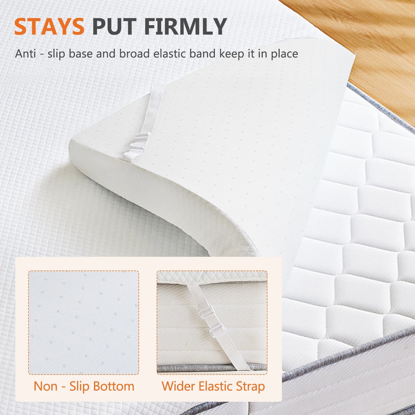 JHK Gel Infused Memory Foam Mattress Topper With Cooling Fabric Cover