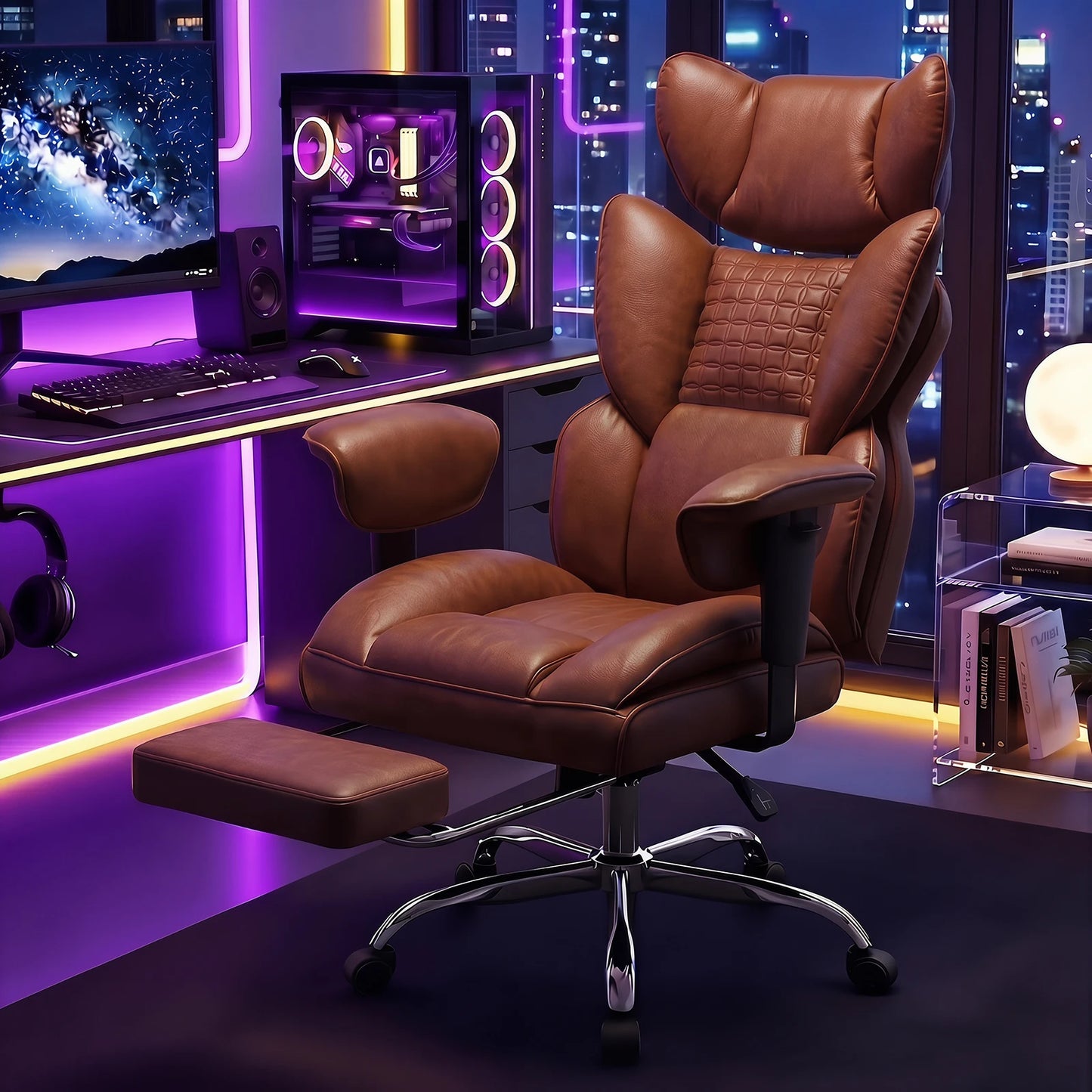 JHK Ergonomic Adjustable Armrests Computer Chair With Footrest