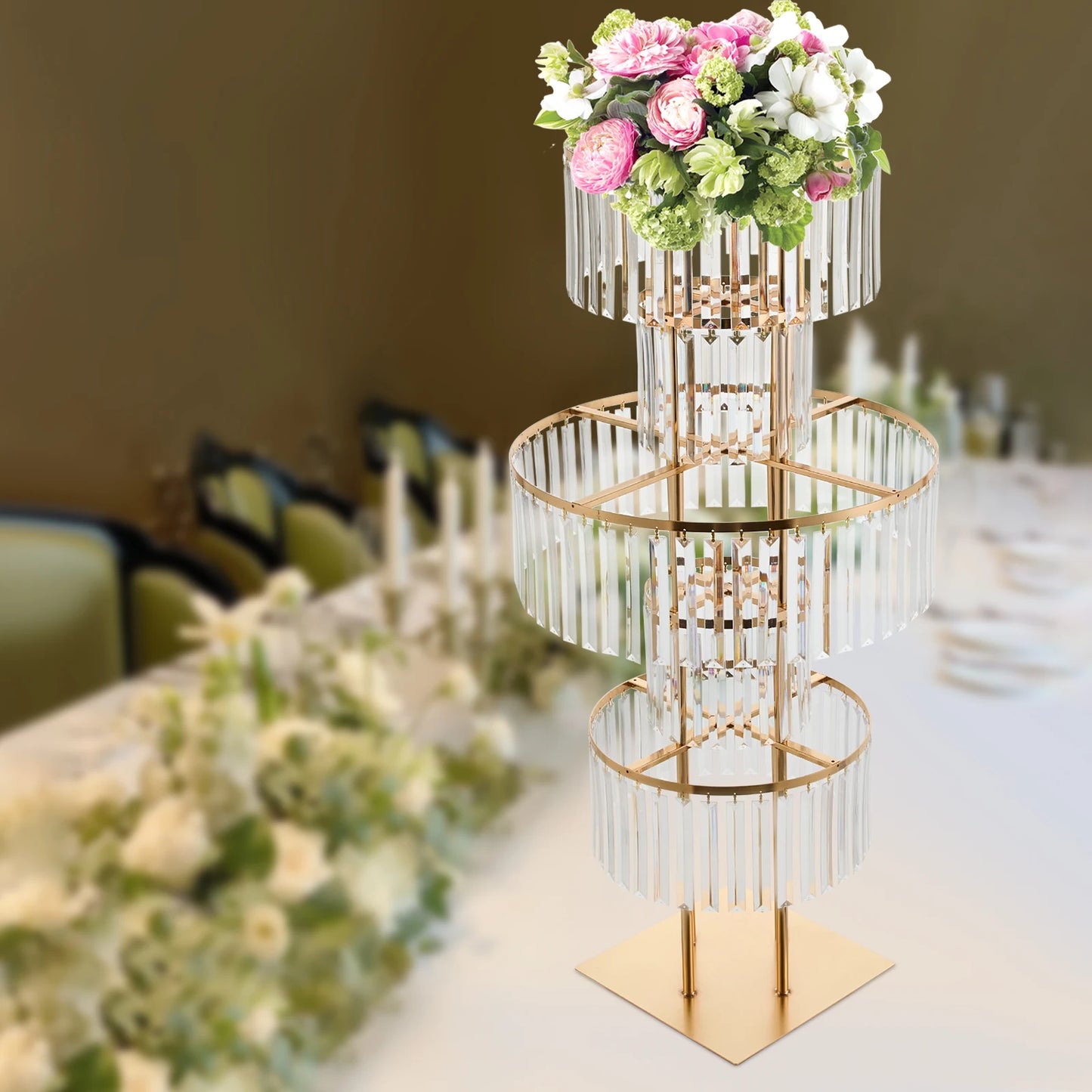 5-Tier Wedding Flower Stand Centerpiece, Acrylic Hanging Display