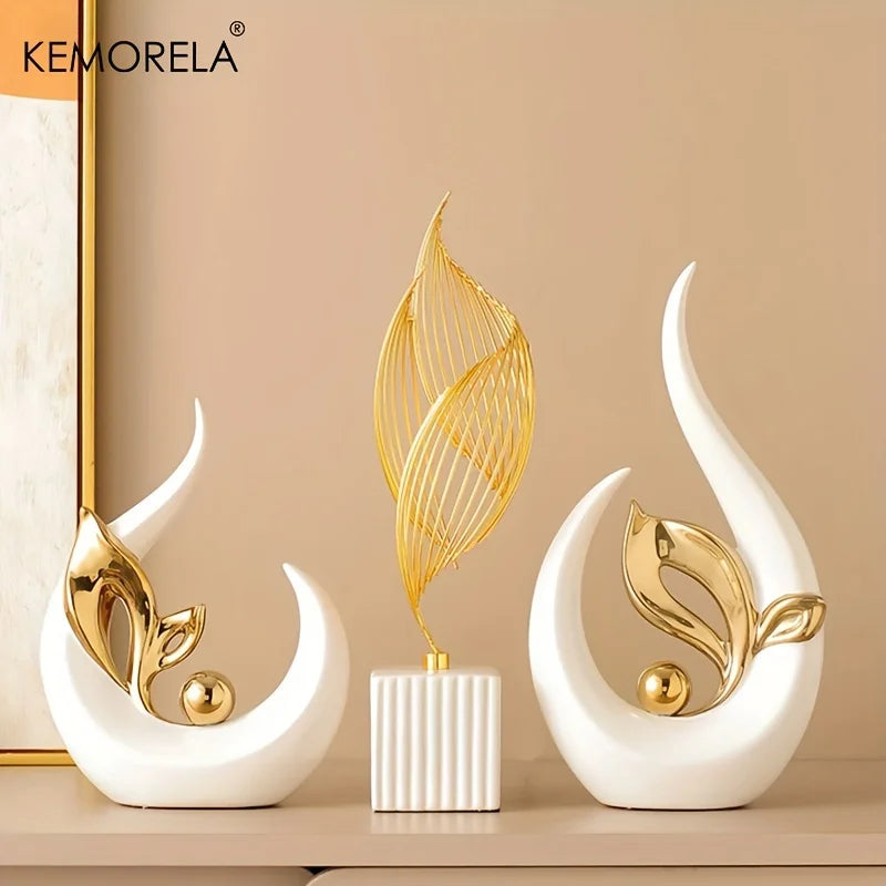KEMORELA Ceramic Statue Nordic Creative Light Luxury Home Decor Figurine